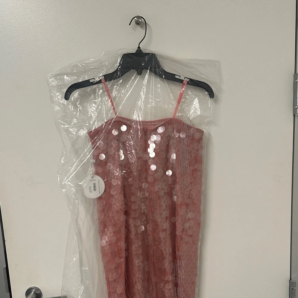 STAUD Casey Dress Pink Sequin Midi - Picture 5 of 5